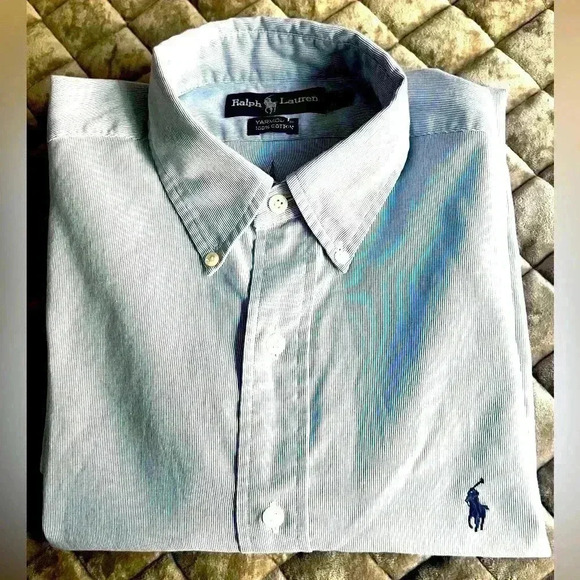 POLO RALPH LAUREN Button Down Long Sleev Classic YARMOUTH 100% cotton Shirt - Picture 1 of 9